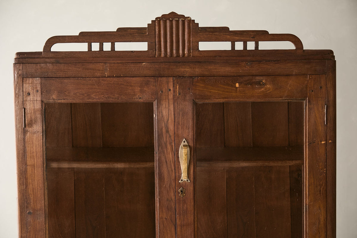 Vintage Two-Part Teak Display Cabinet T.028