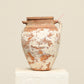 A one-of-a-kind neutral Turkish vintage vase pot with a handle, crafted from terra cotta clay, this piece showcases timeless quality and antique craftsmanship, adding a unique touch of history to your space