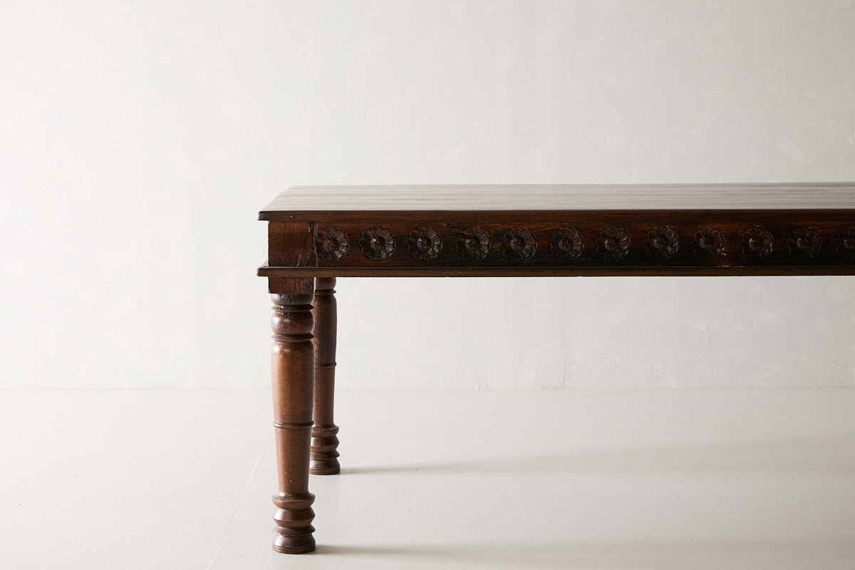 Mango Wood Carved Dining Table - 7ft.
