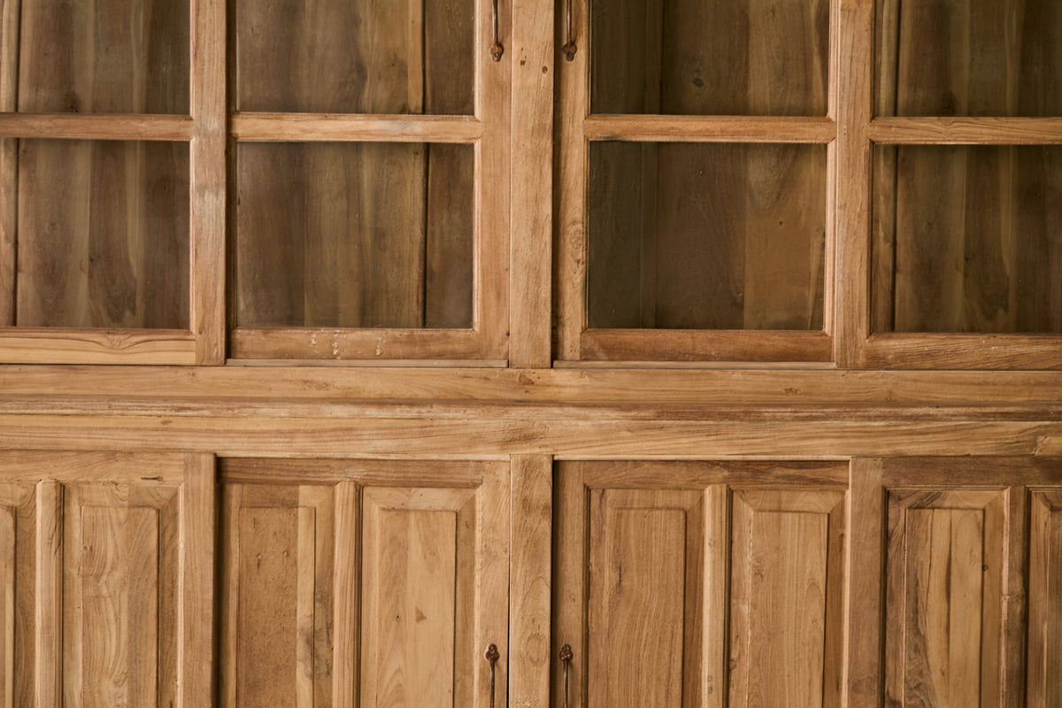 Brooks Two-Part Teak Library Cabinet