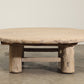 Reclaimed Poplar Wood Wooden Round Coffee Table with Four Legs