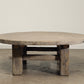 Reclaimed Poplar Wood Wooden Round Coffee Table with Four Legs