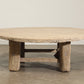 Reclaimed Poplar Wood Wooden Round Coffee Table with Four Legs