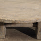 Reclaimed Poplar Wood Wooden Wound Coffee Table with Four Legs and 50" Diameter No. 8 Featuring Its Rich Patina