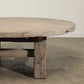 Reclaimed Poplar Wood Wooden Wound Coffee Table with Four Legs and 51" Diameter No. 8