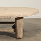 Reclaimed Poplar Wood Wooden Wound Coffee Table with Four Legs and 52" Diameter No. 10
