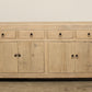 Hand-crafted modern rustic reclaimed solid elm wood Claire sideboard is a unique 72-inch long buffet storage cabinet with four drawers and two cabinets.