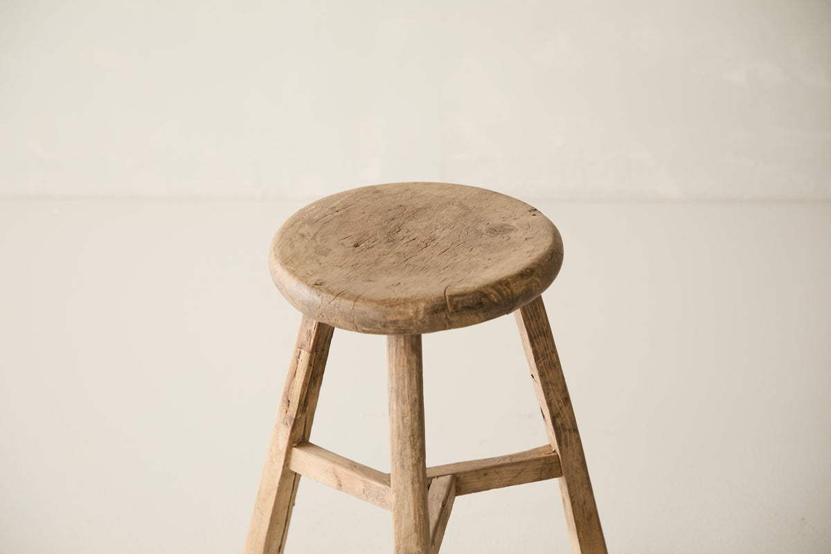 Vintage Solid Elm Cobbler Stool - Circa 1955 No. J16
