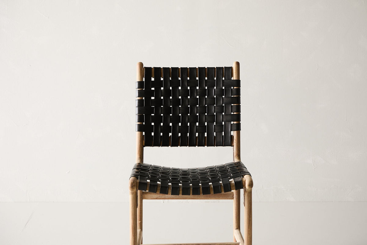Trellis Dining Chair - Black Leather