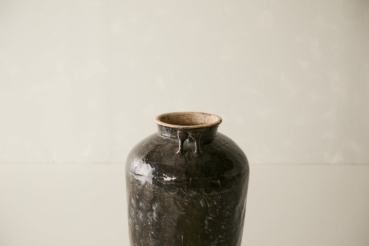 Vintage Black Porcelain Pot - Circa 1940