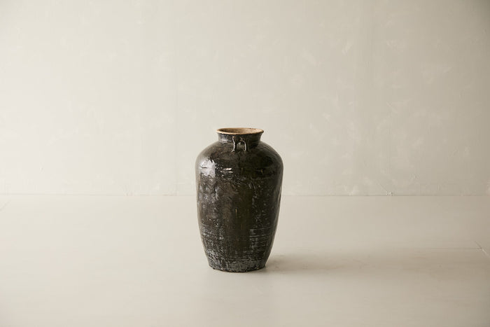 Vintage Black Porcelain Pot - Circa 1940