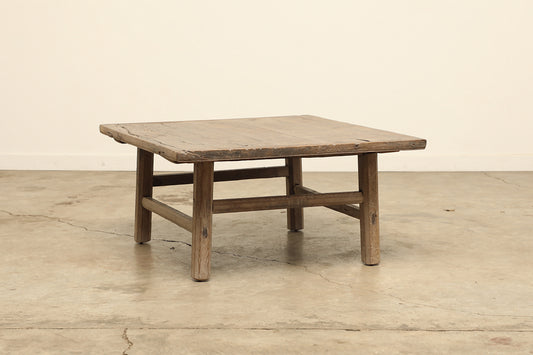 Vintage Elm Wood Coffee Table AD.021 Circa 1945 Rustic Farmhouse Style