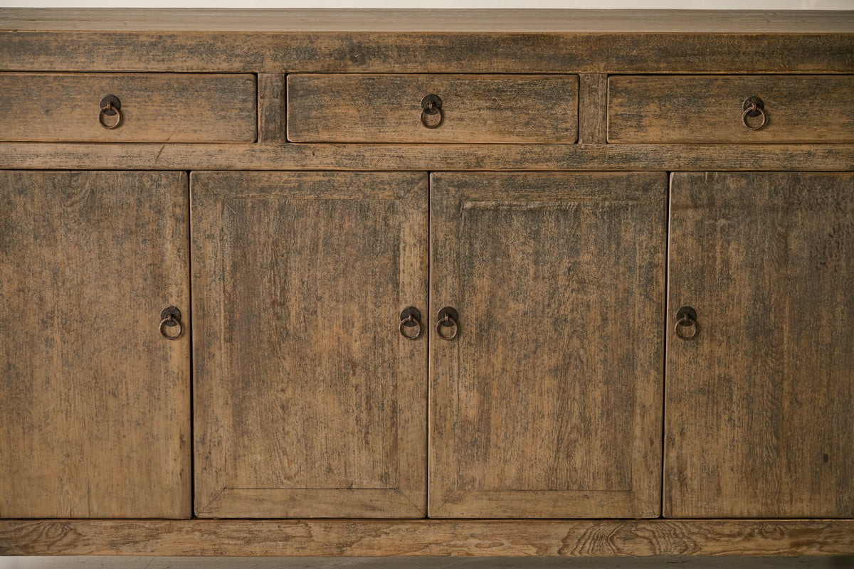 Vintage Solid Pine 4-Door Sideboard - Circa 1945 No. J89