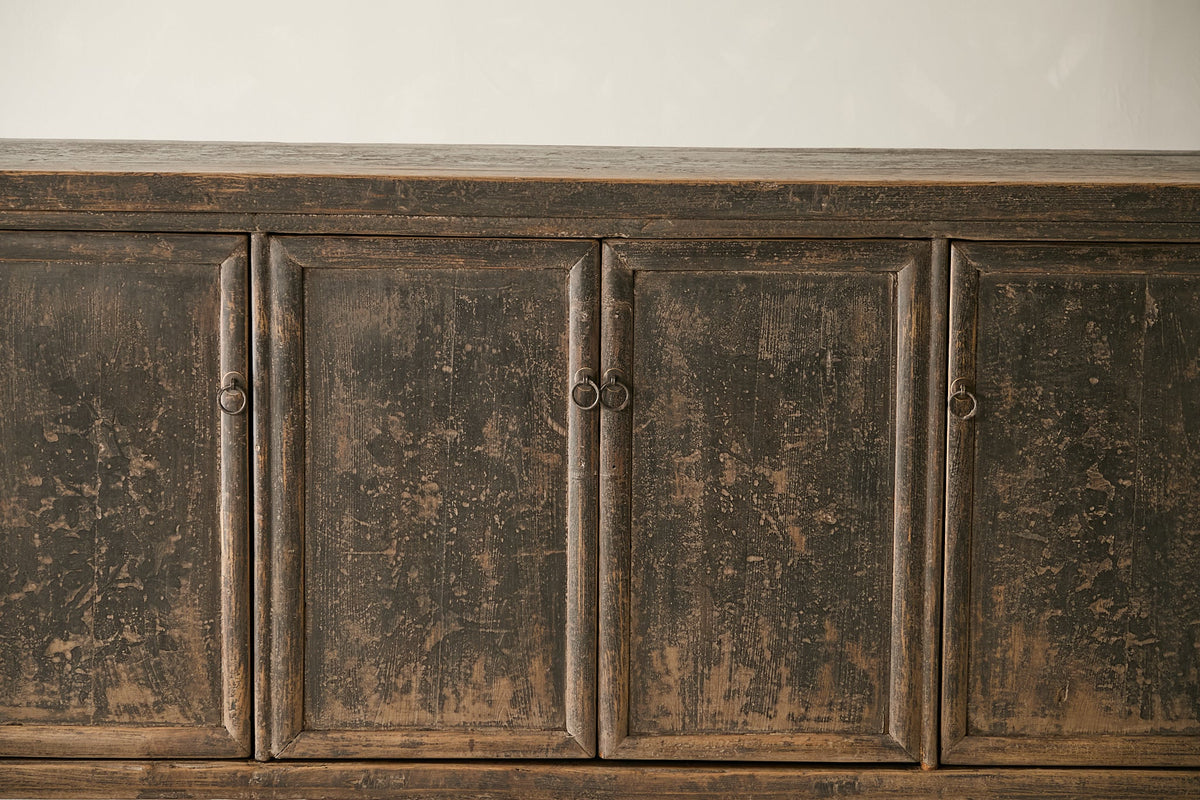 Vintage Elm Distressed Black Sideboard - Circa 1875 No. M53