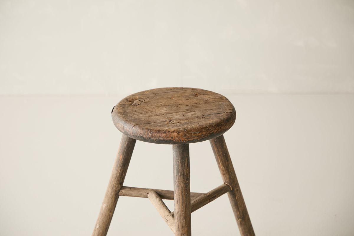 Vintage Solid Elm Cobbler Stool - Circa 1955 No. JJ8