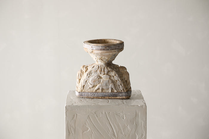 Vintage Carved Seeder Candle Stand