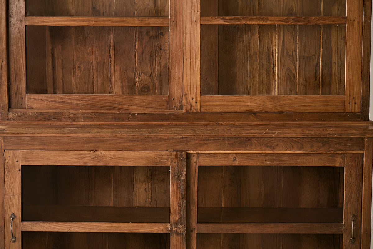 Vintage Two-Part Teak and Glass Cabinet T.043