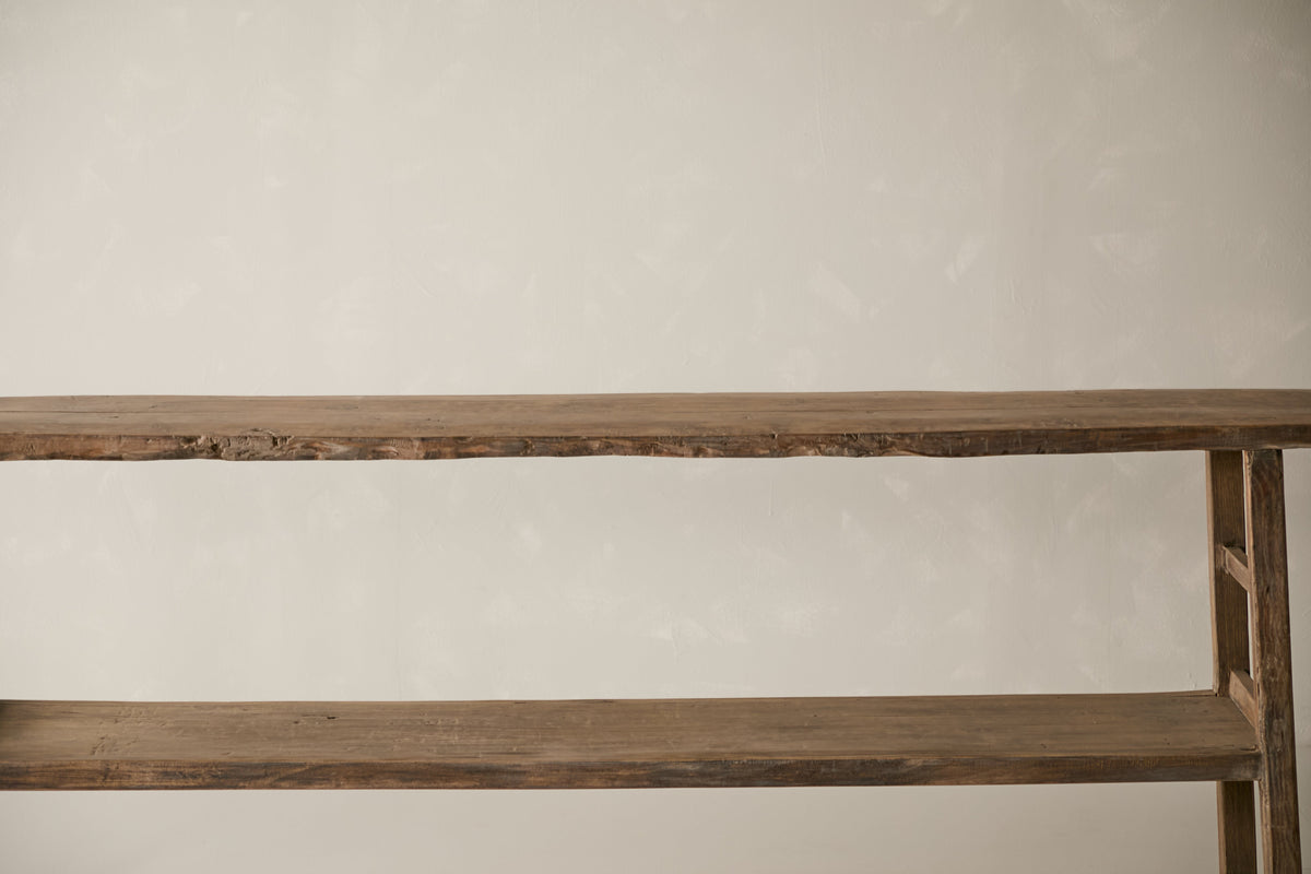 Vintage Walnut Console with Shelf - Circa 1955