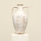 A one-of-a-kind white Turkish vintage vase pot with two handles, crafted from terra cotta clay, this piece showcases timeless quality and antique craftsmanship, adding a unique touch of history to your space