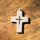 Antique White Rustic Ceramic Cross Ornament