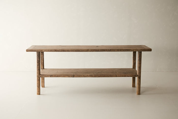 Vintage Elm Console with Shelf - Circa 1945 No. M28