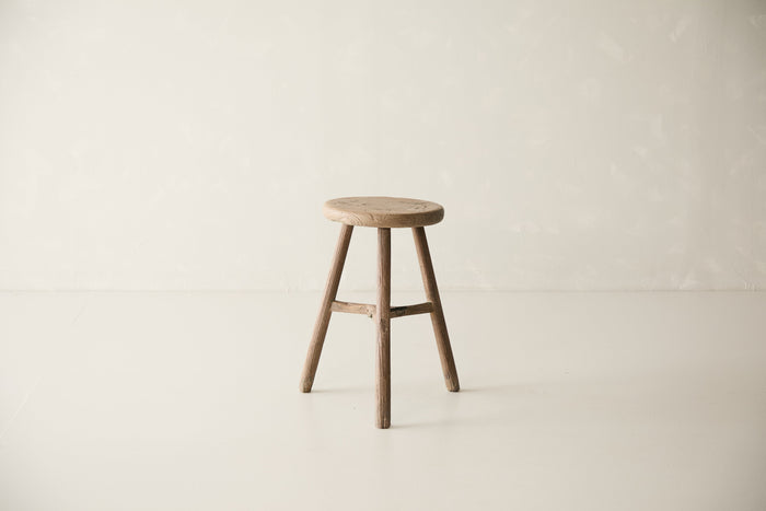 Vintage Solid Elm Cobbler Stool - Circa 1955 No. J20