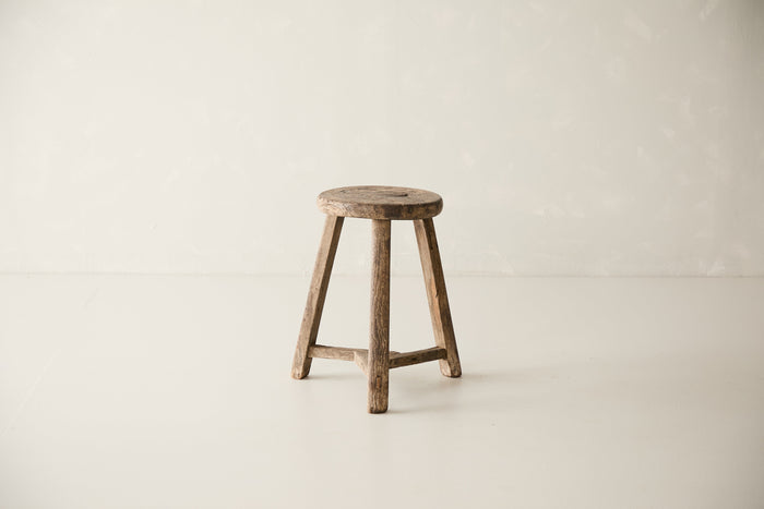 Vintage Solid Elm Cobbler Stool - Circa 1955 No. J21
