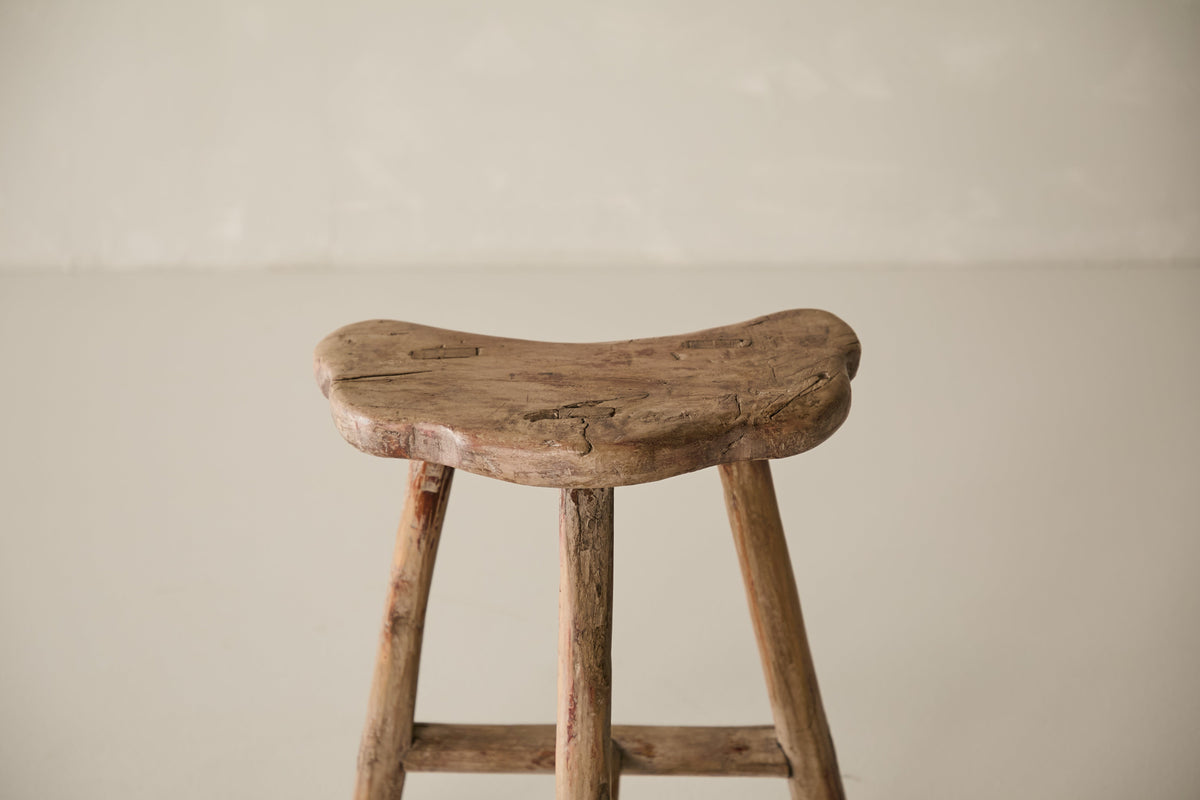 Vintage Solid Elm Saddle Stool - Circa 1955 No. JJ1