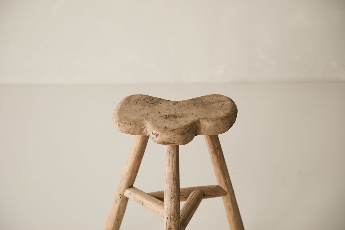 Vintage Solid Elm Saddle Stool - Circa 1955 No. JJ3