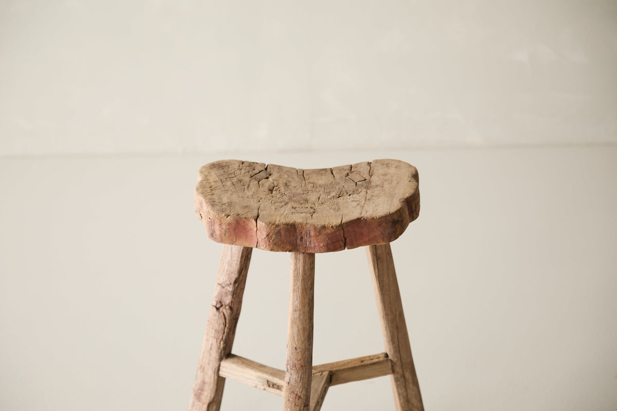 Vintage Solid Elm Saddle Stool - Circa 1955 No. K23