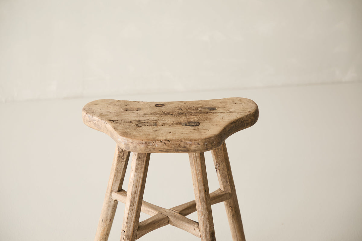 Vintage Solid Elm Saddle Stool - Circa 1955 No. K4