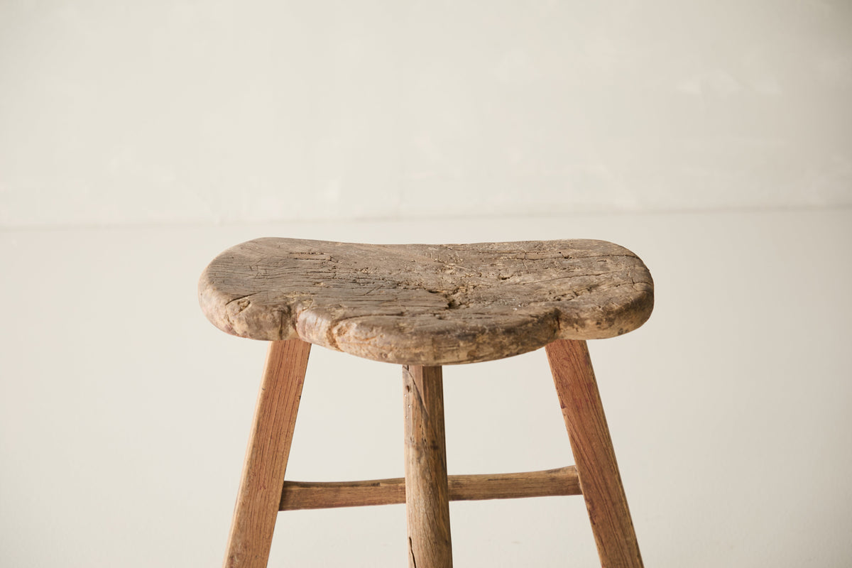 Vintage Solid Elm Saddle Stool - Circa 1955 No. K8