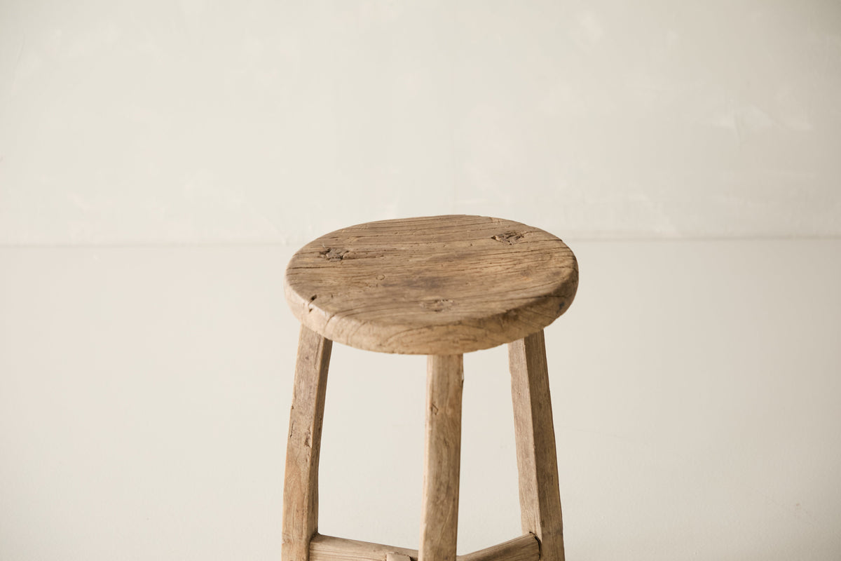 Vintage Solid Elm Cobbler Stool - Circa 1955 No. J10