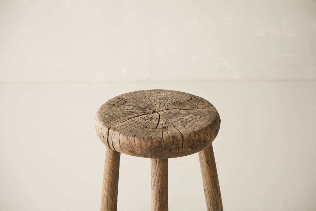 Vintage Solid Elm Cobbler Stool - Circa 1955 No. J14