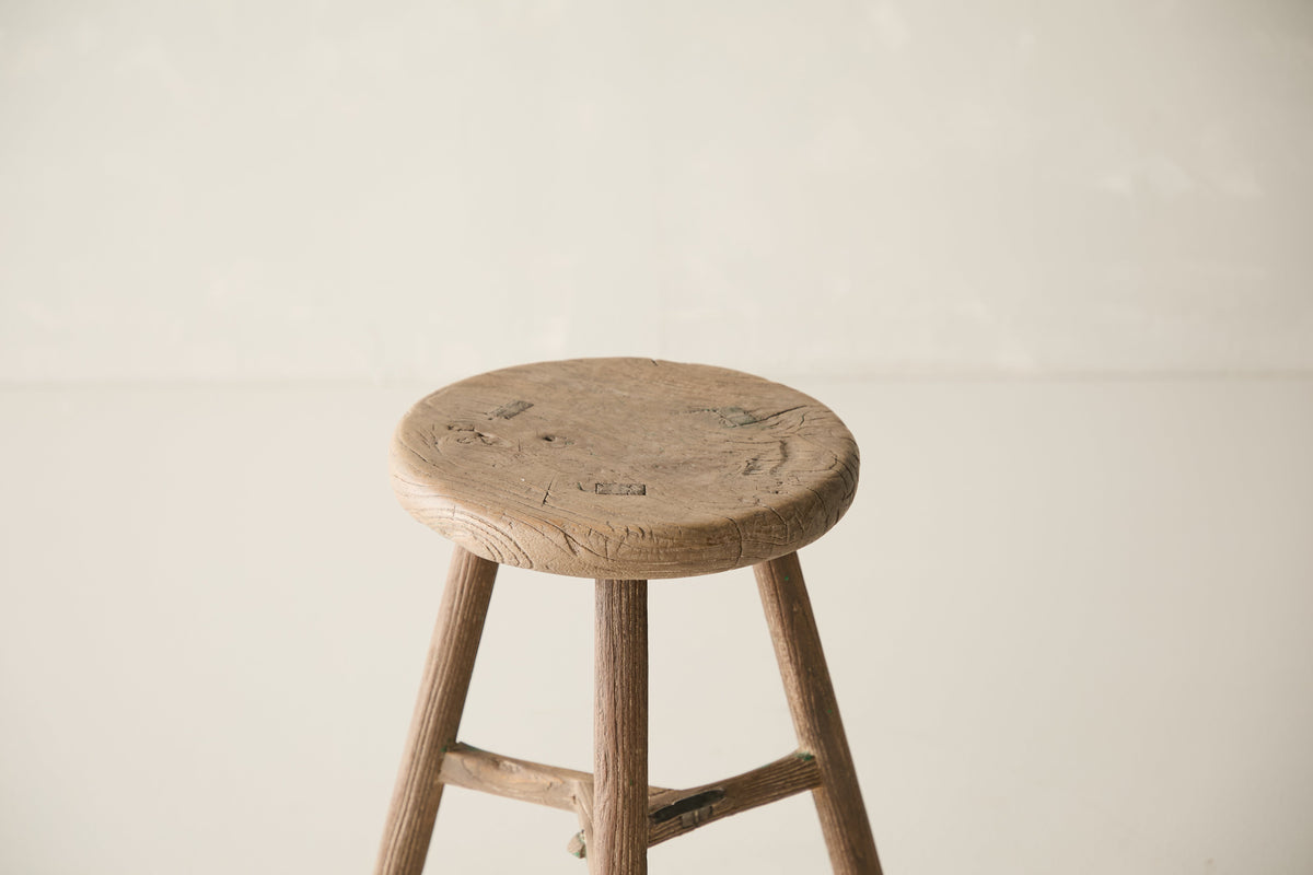 Vintage Solid Elm Cobbler Stool - Circa 1955 No. J20