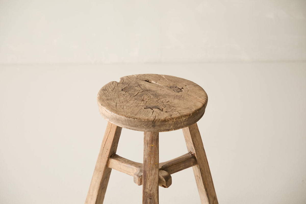 Vintage Solid Elm Cobbler Stool - Circa 1955 No. J22
