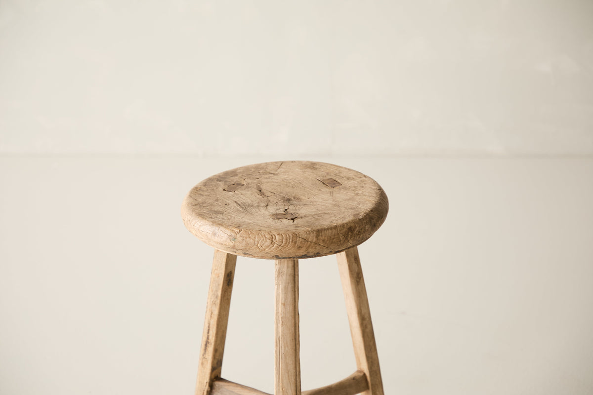 Vintage Solid Elm Cobbler Stool - Circa 1955 No. J23