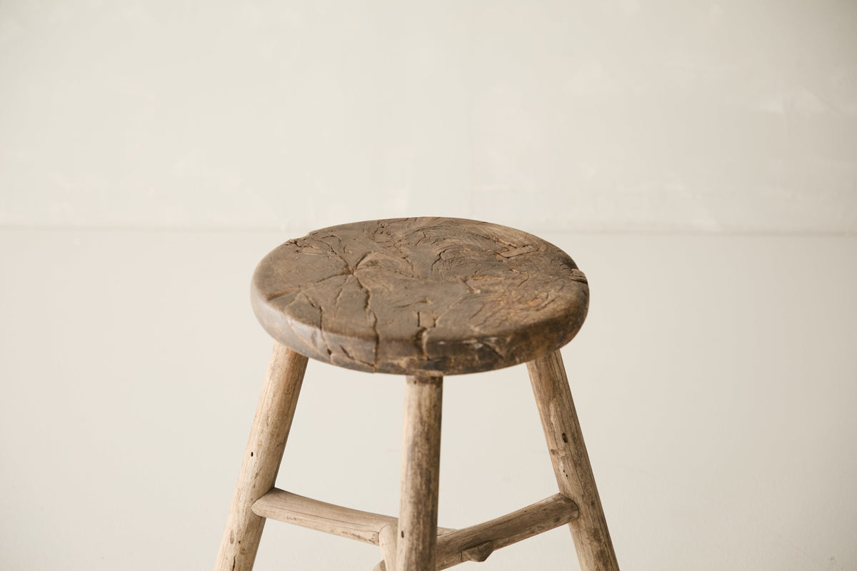 Vintage Solid Elm Cobbler Stool - Circa 1955 No. J26