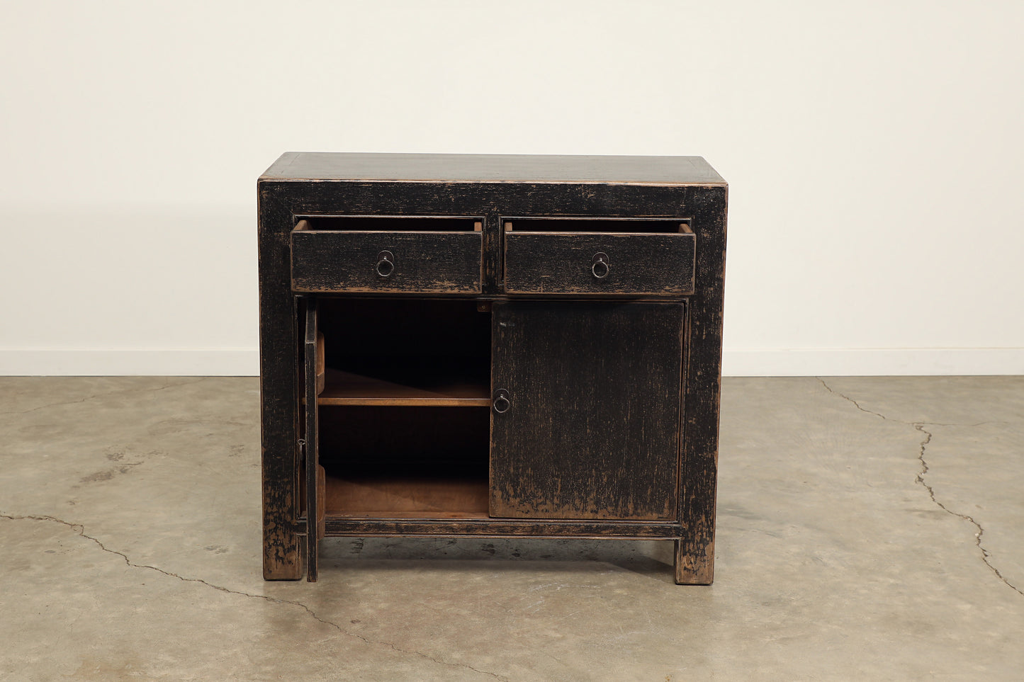 Reclaimed 2 Door Poplar Sideboard - Distressed Black