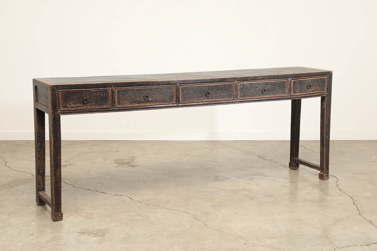 Vintage 4 Drawer Elm Console - Circa 1945