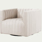 Orly natural cream off white square boxy 360 degree swivel channel occasional chair