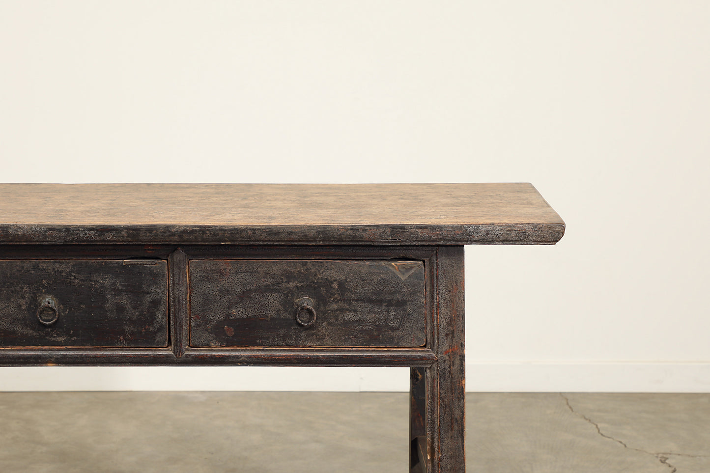 Vintage 3 Drawer Elm Console - Circa 1945