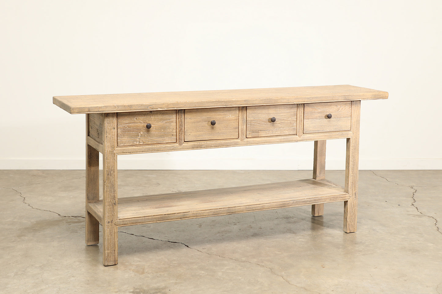 Vintage 4 Drawer Elm Console - Circa 1945