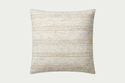 This heathered beige-and-sand striped throw pillow by Amber Lewis x Loloi adds an easygoing yet elevated touch. Measuring 18” square, it's made of a soft polyester-cotton blend.