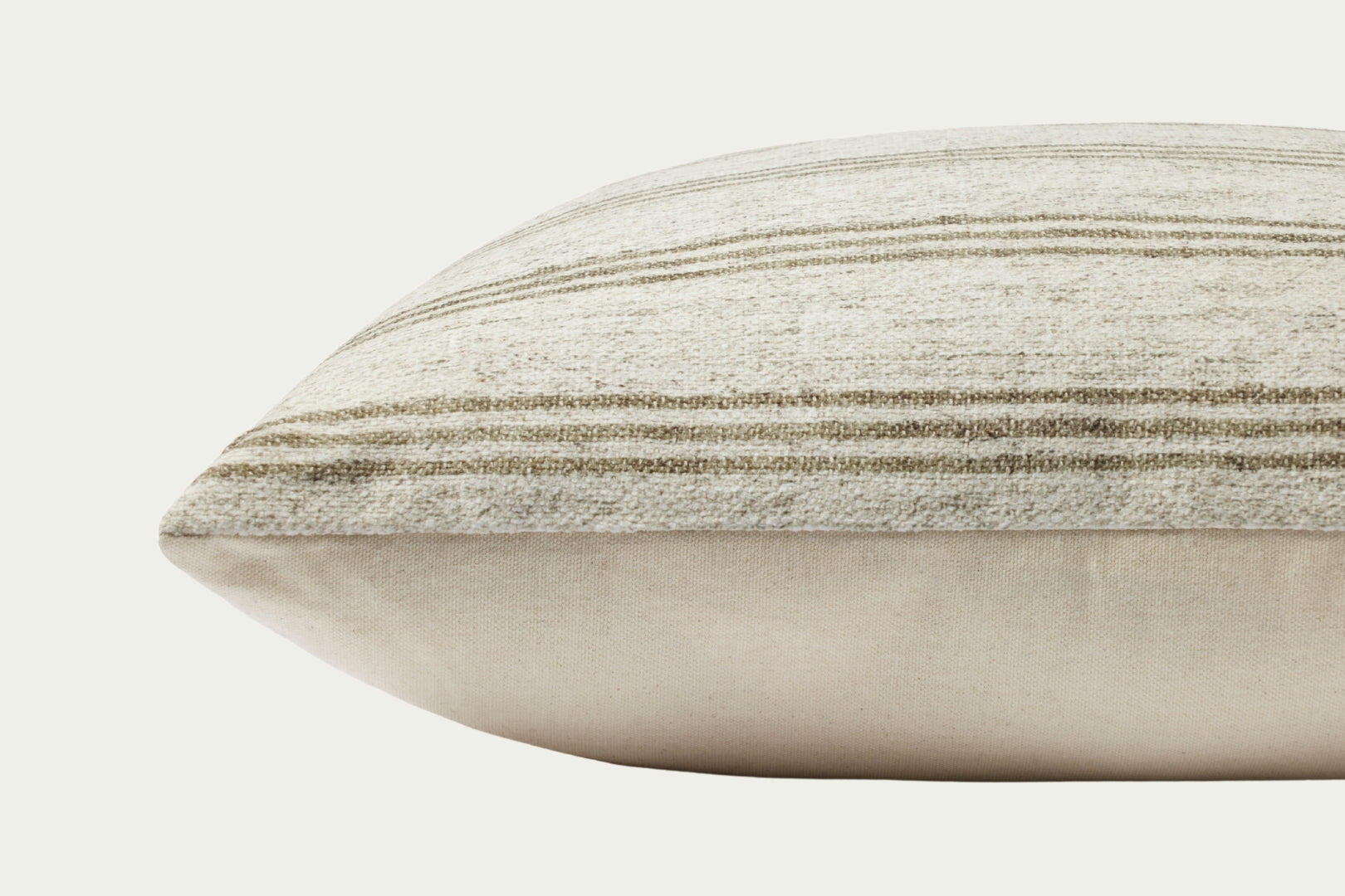 This heathered olive-and-ivory striped throw pillow by Amber Lewis x Loloi adds an easygoing yet elevated touch. Measuring 18-inch square, it's made of a soft polyester-cotton blend.