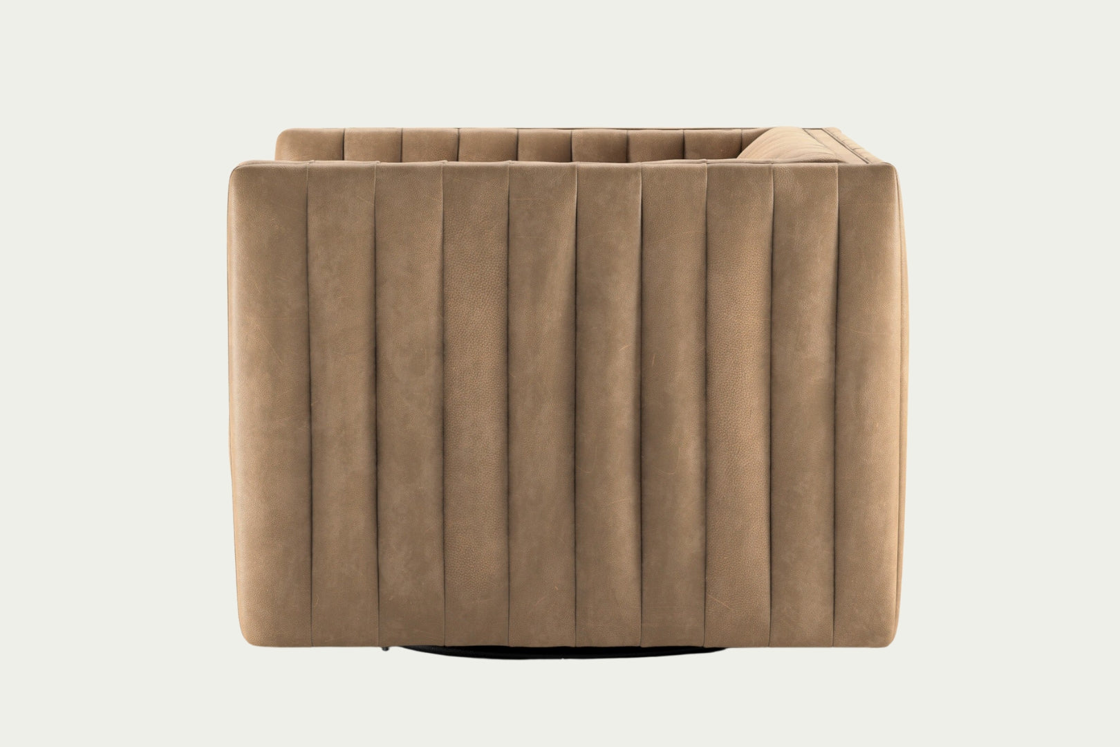 Orly natural camel light brown square boxy 360 degree swivel channel occasional chair