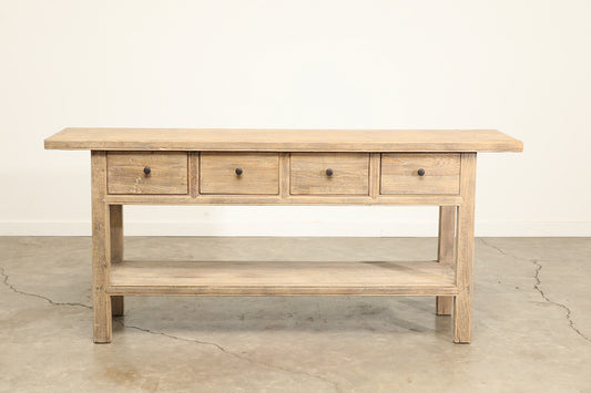 Vintage 4 Drawer Elm Console - Circa 1945