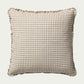 The Kate modern throw pillow in Ivory and Earth adds visual texture and neutral tones. A 22-inch square accent pillow.

The small window pane check and subtle self-ruffle edge work perfectly year-round or for a subtle fall throw pillow.