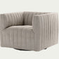 Orly natural tone beige grey square boxy 360 degree swivel channel occasional chair