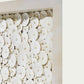 Amalia Coco wall art coastal home decor with coconut shell discs and beads neutral light wood frame